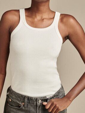 Lucky Brand white ribbed tank, raw edge